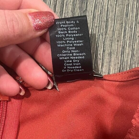 Ann Taylor Factory Orange Eyelet High Scoop Neck Peplum Tank Top Size S - Picture 3 of 4